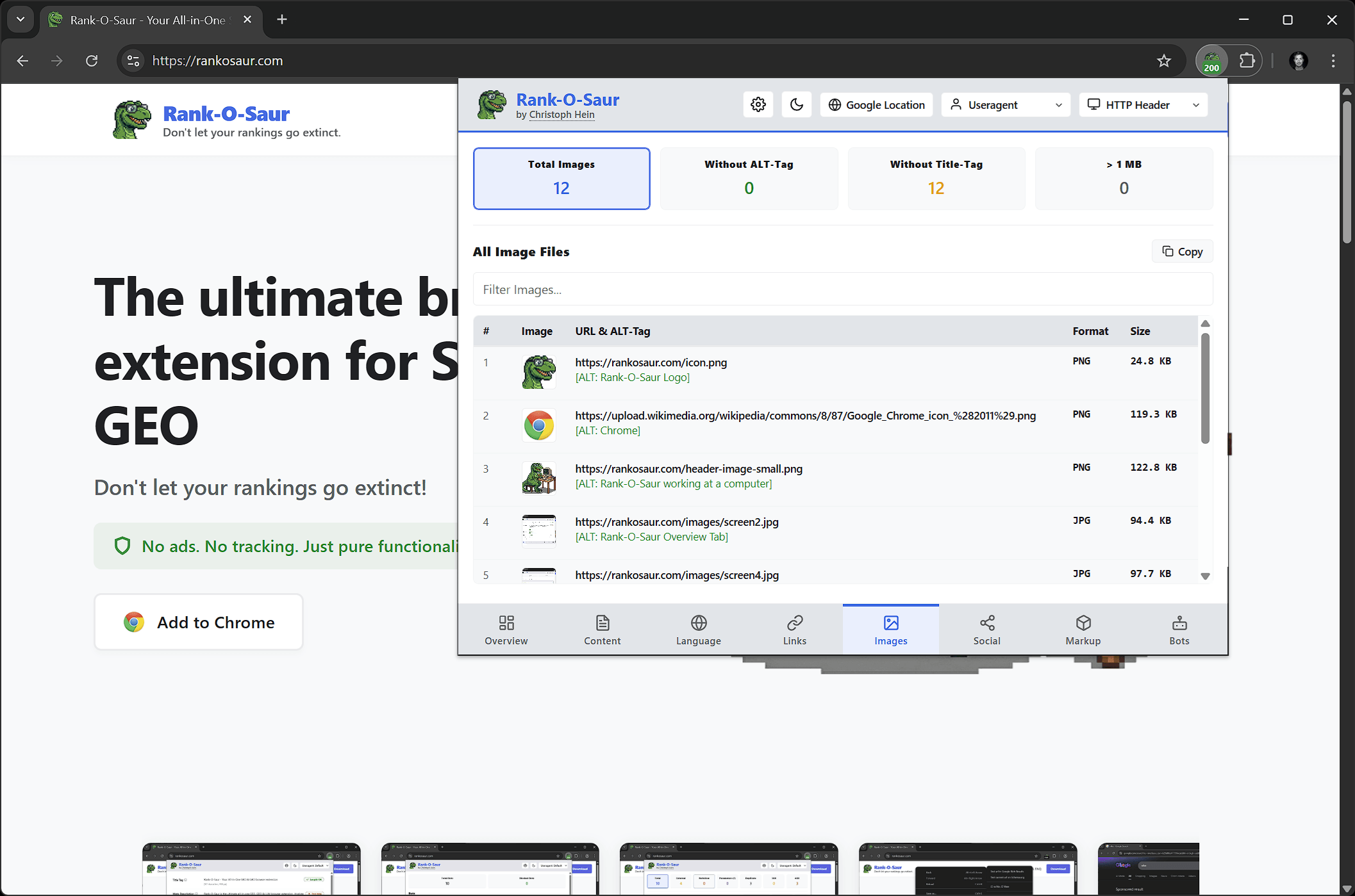 Rank-O-Saur Image Extraction Tool
