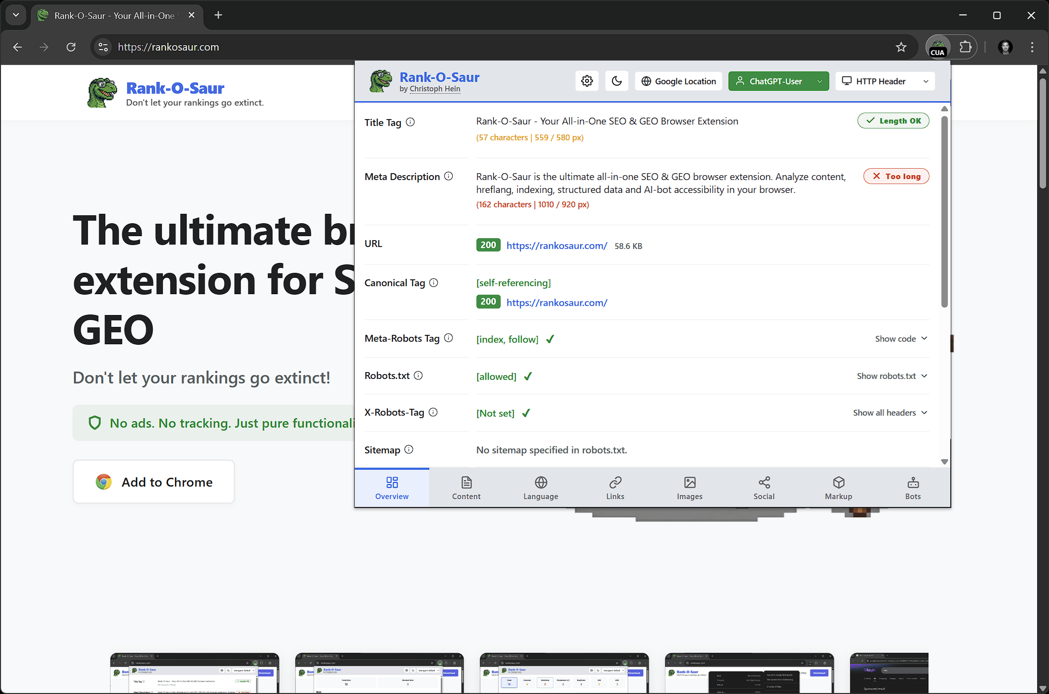 Rank-O-Saur Custom User Agents